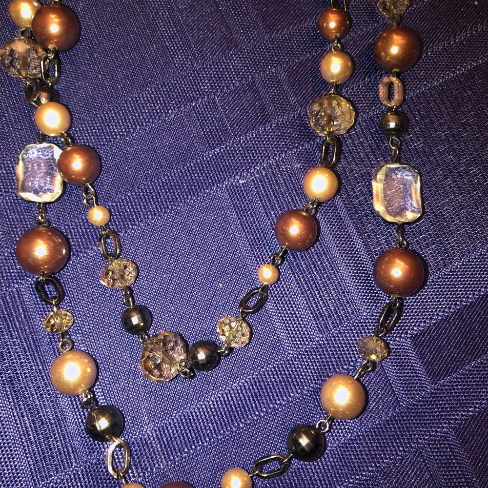 Brown Beaded Statement Necklace - image 2